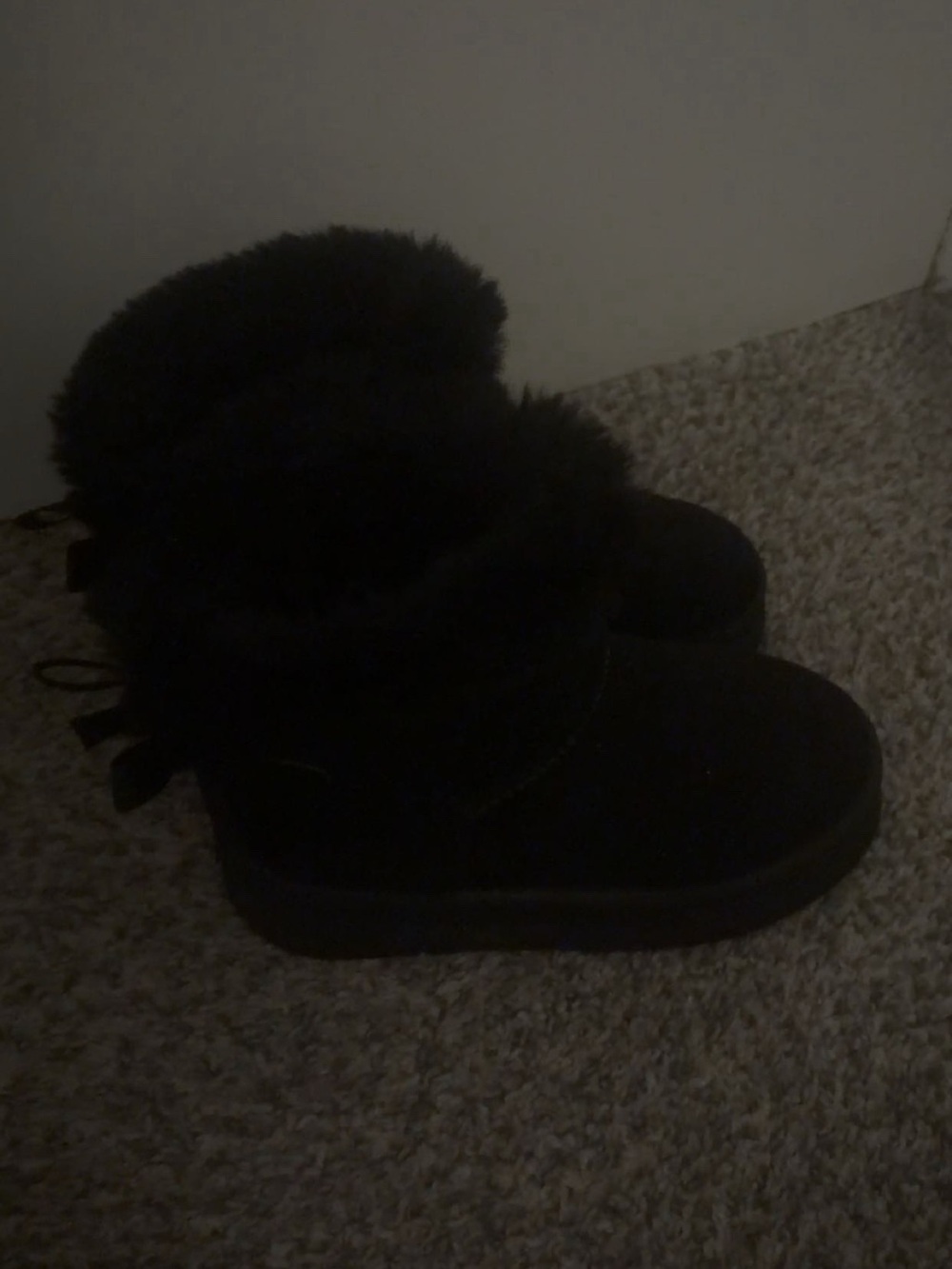 Forever 21 Black Lace-Up Faux Fur Ankle Boots
